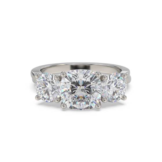 3 Stone Infinity Cushion Diamond Ring