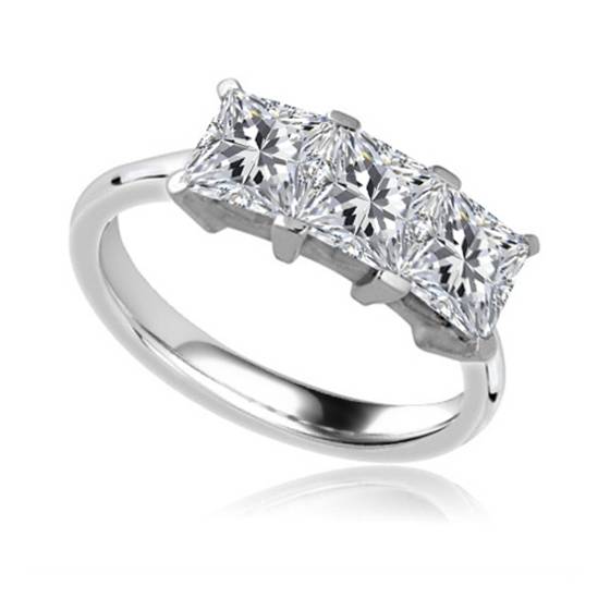 1.00ct VVS2/F Princess Natural Diamond Trilogy Ring