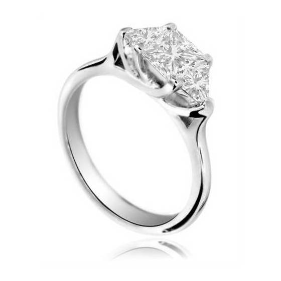0.50ct SI/F-G Natural Princess Diamond Trilogy Ring in Platinum