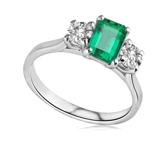 Emerald and Diamond Trilogy Ring