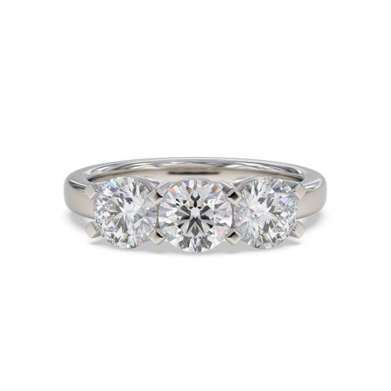 0.95ct VS1/H Natural Round Diamond Trilogy Ring in Platinum