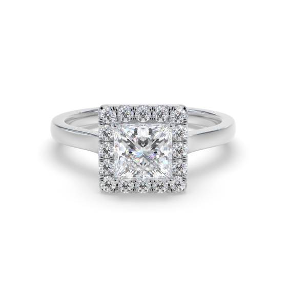 Princess Diamond Halo Engagement Ring