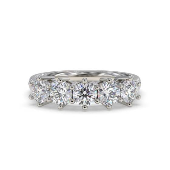 0.90ct SI/F-G Natural Round Diamond 5 Stone Ring in Platinum