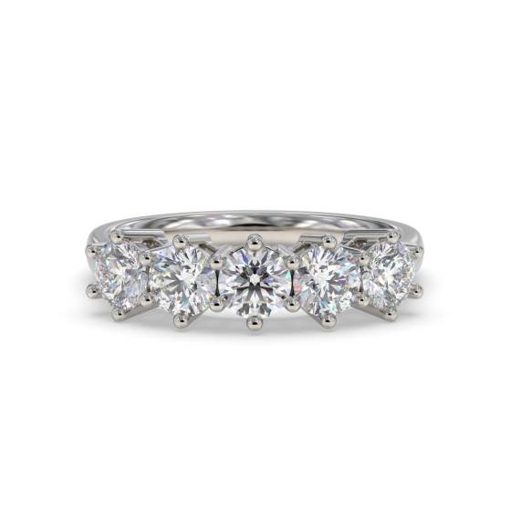 1.05ct SI/F-G Natural Round Diamond 5 Stone Ring in Platinum