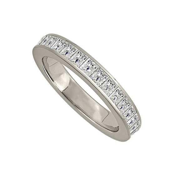 1.50ct VS/D-E Elegant Natural Princess Diamond Full Eternity Ring in 18k White Gold