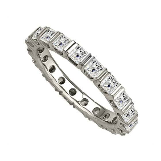 1.00ct VS/E-F Elegant Natural Princess Diamond Full Eternity Ring in Platinum