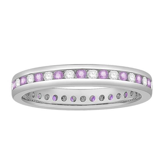 3mm Pink Sapphire and Diamond Eternity Ring