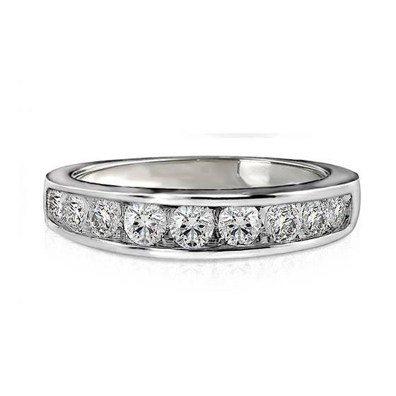 0.50ct VVS2/D Natural Round Diamond Channel Set Eternity Ring in 18k White Gold