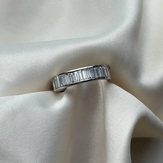 1.50ct VS/E-F Baguette Cut Natural Diamond Half Channel Eternity Ring