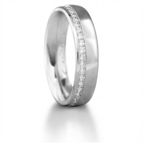 1.17ct I1/G Natural Princess Cut Diamond Full Channel Eternity Ring in 18k White Gold