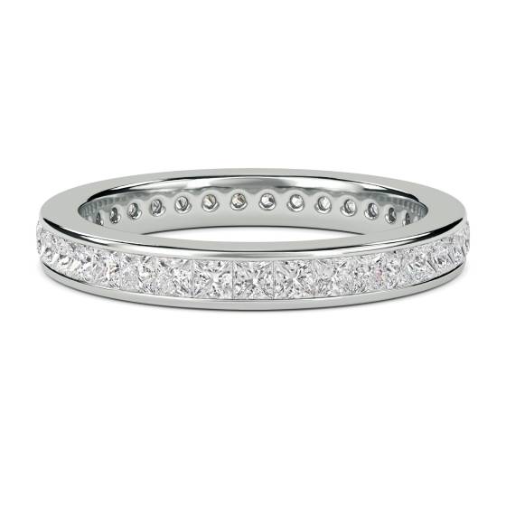 1.50ct SI3/G Natural Princess Cut Diamond Full Channel Set Ring in Platinum