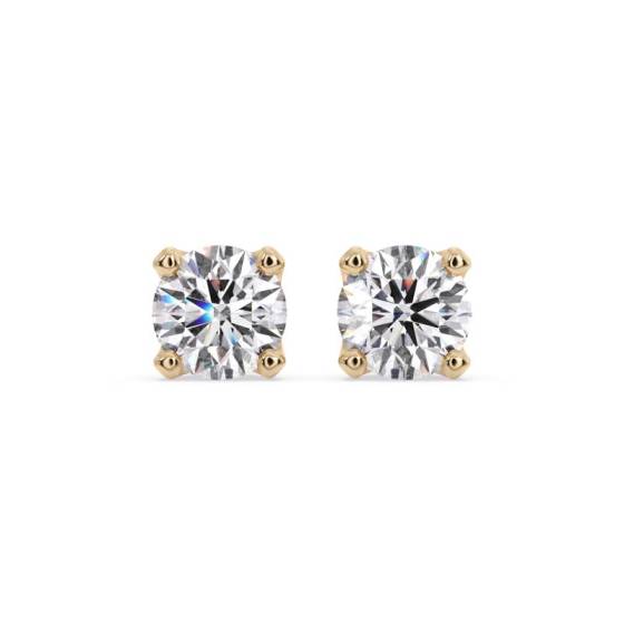 0.50ct SI2/F Natural Round Cut Diamond Stud Earrings in 18k Yellow Gold