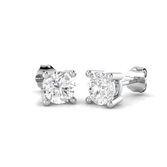 2.00ct SI2/G Natural Round Cut Diamond Four Claw Stud Earrings in 18k White Gold