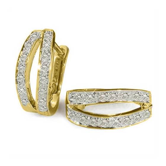 0.34ct SI/F-G Natural Round Cut Diamond Hoop Earrings in 18k Yellow Gold