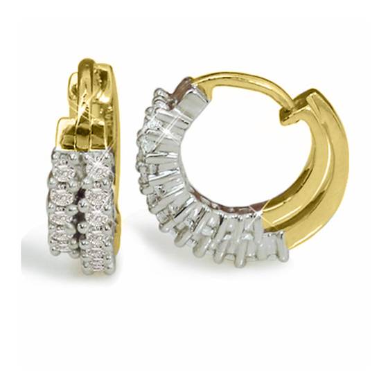 0.30ct I1/F-G Two Row Natural Round Diamond Hoop Earrings in 18k Yellow/White Gold