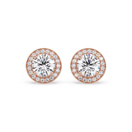 Elegant Round Diamond Single Halo Earrings