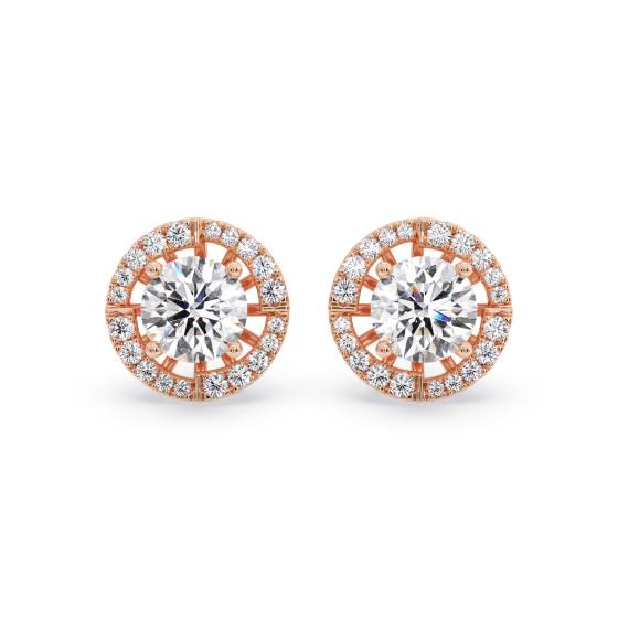 Round Diamond Single Halo Earrings