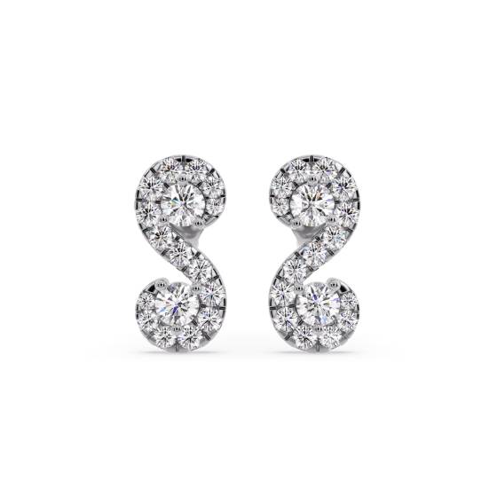 Swirling Round Diamond Designer Earrings