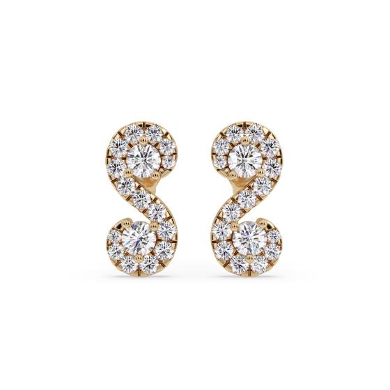 Swirling Round Diamond Designer Earrings