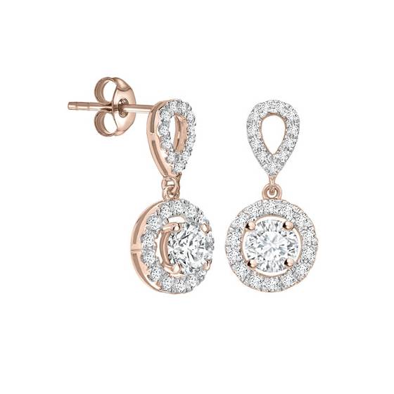 Elegant Round Diamond Single Halo Earrings