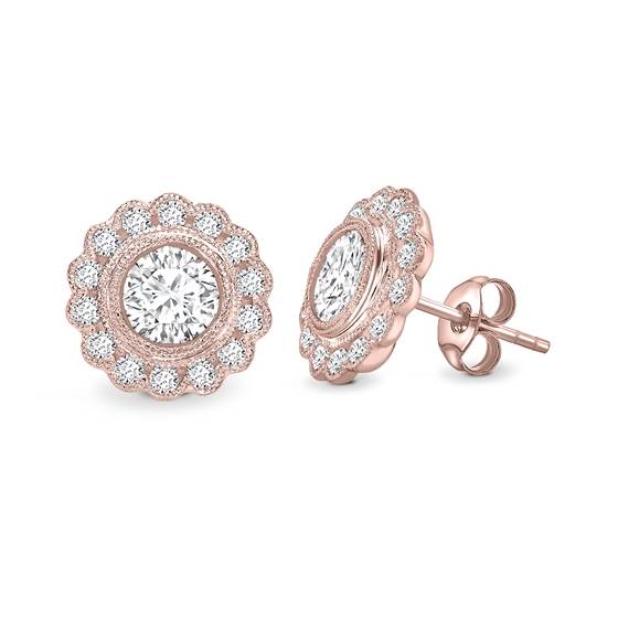 Round Diamond Milgrain Designer Earrings