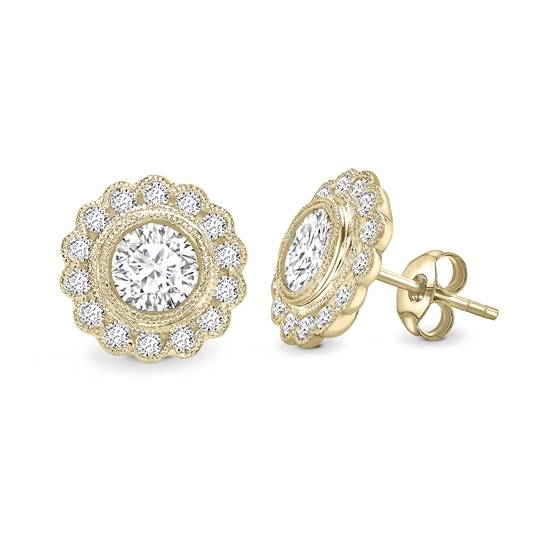 Round Diamond Milgrain Designer Earrings