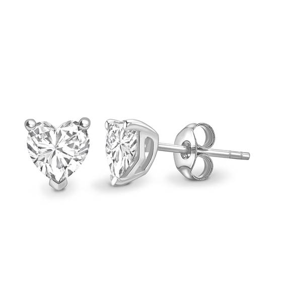 1.00ct SI1/G Heart Cut Natural Diamond Stud Earrings
