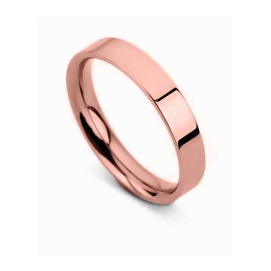 DHFC04 Flat Court Wedding Ring - 4mm width, Thin depth