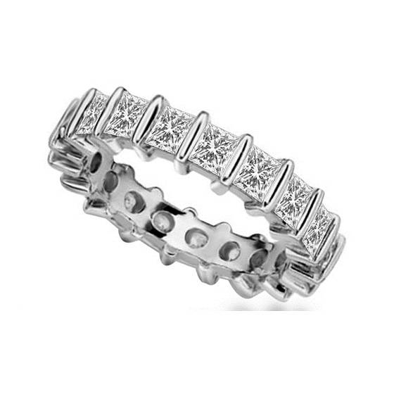 0.75ct SI1/F Princess Natural Diamond Full Eternity Ring