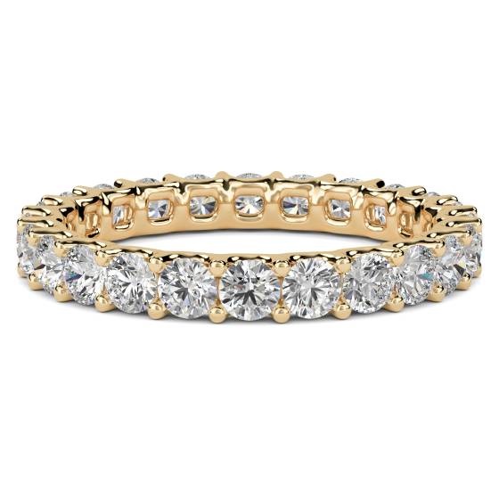 1.00ct VS/D-E Natural Round Full Diamond Eternity Ring in 18k Yellow Gold