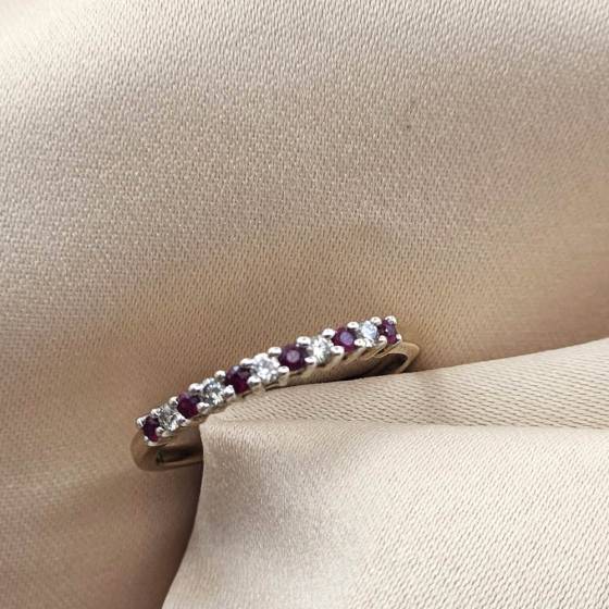 0.11ct VS/G-H Round Cut Pink Sapphire Gemstone Eternity Ring in 9k Yellow Gold