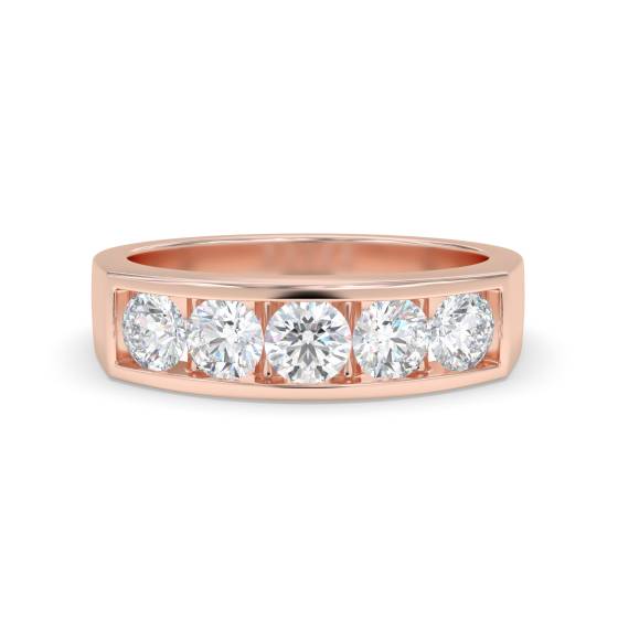 DHHET1021 5 Stone Round Diamond Half Eternity Ring