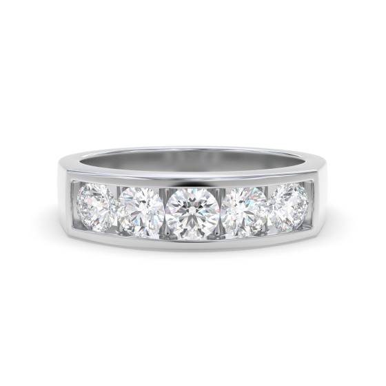 DHHET1021 5 Stone Round Diamond Half Eternity Ring