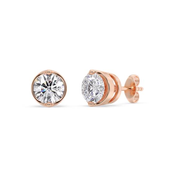 0.13ct VS/F Natural Round Cut Diamond Single Stud Earring in 18k Rose Gold