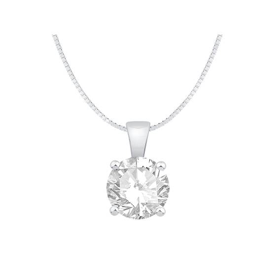 1.50ct VVS/D-E Lab Grown Round cut Diamond Solitaire Pendant in 9k White Gold