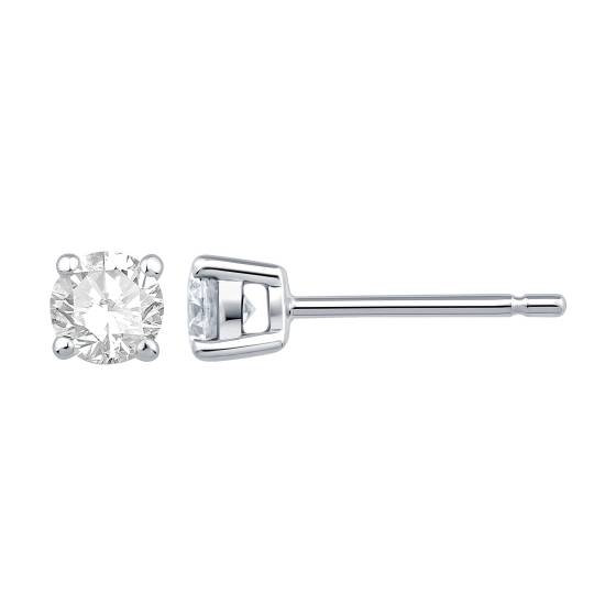0.64ct VVS/E-F Lab Grown Round cut Diamond Stud Earrings in 9k White Gold