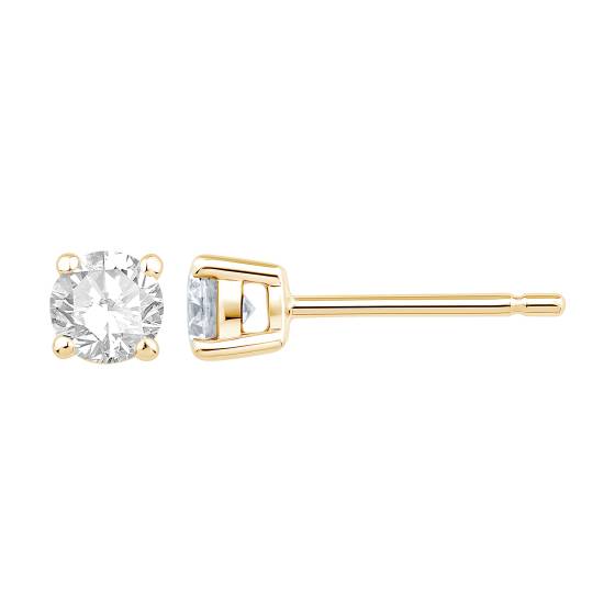 0.64ct VVS/E-F Lab Grown Round cut Diamond Stud Earrings in 9k Yellow Gold