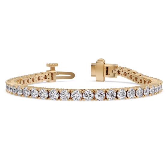 6.00ct VVS/E-F Lab Grown Round cut Diamond Tennis Bracelet in 9k Yellow Gold