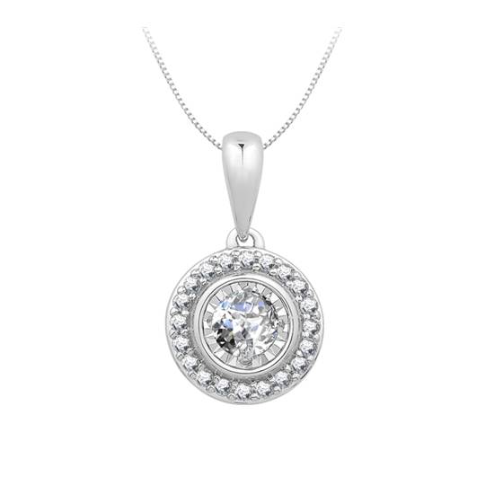 0.25ct VS/E-F Natural Round Diamond Halo Pendants in 18k White Gold