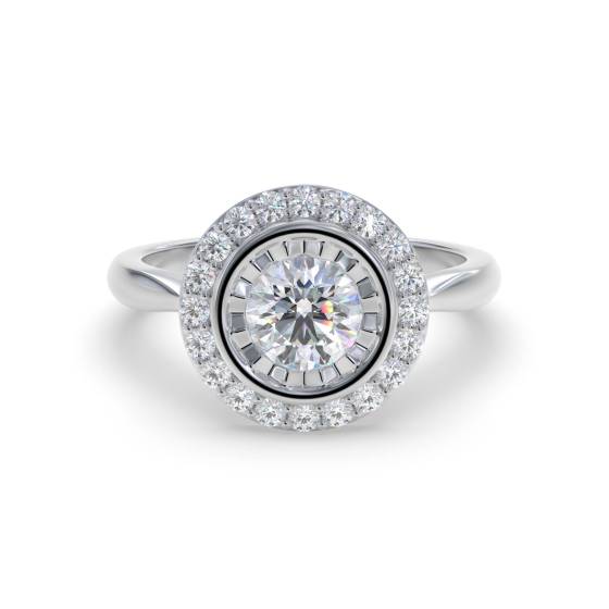 0.65ct VS/E-F Natural Round Diamond Cluster Ring in 18k White Gold