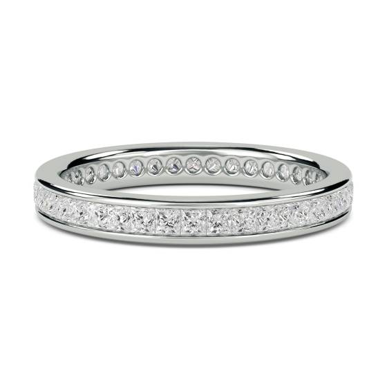 0.75ct VS/E-F 3mm Elegant Natural Princess Diamond Full Eternity Ring in Palladium