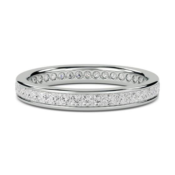0.75ct VS/E-F 3mm Elegant Natural Princess Diamond Full Eternity Ring in Platinum