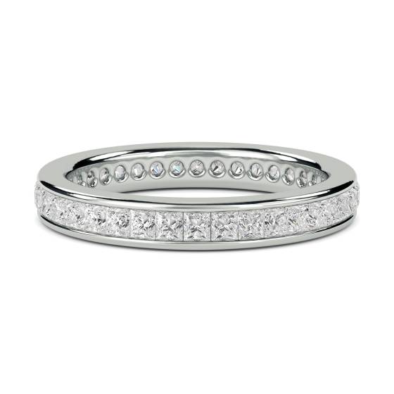 1.00ct VS/E-F 3mm Natural Princess Diamond Full Eternity Ring in 18k White Gold