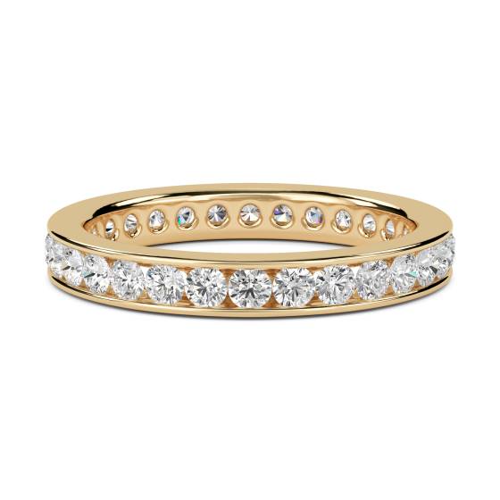 0.75ct VS/E-F 3mm Elegant Natural Round Diamond Full Eternity Ring in 18k Yellow Gold