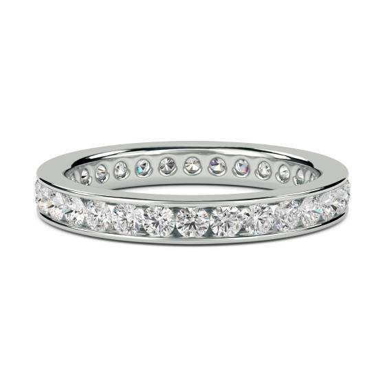 0.75ct VS/E-F 3mm Elegant Natural Round Diamond Full Eternity Ring in 18k White Gold