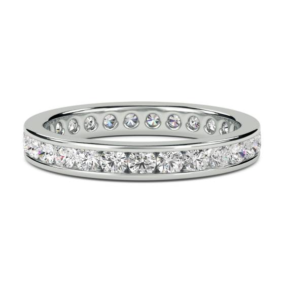 1.00ct VS/E-F Elegant Natural Round Diamond Full Eternity Ring in 18k White Gold