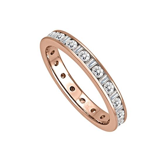 1.00ct VS2/E-F 3.5mm Classic Bagueutte Natural Diamond Full Eternity Ring in 18k Rose Gold