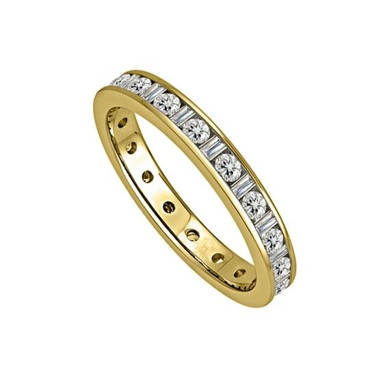 0.75ct VS/E-F Natural Diamond Full Channel Set Eternity Ring in 18k Yellow Gold