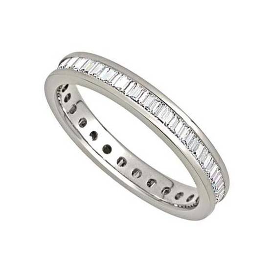 0.50ct VS/E-F 3mm Elegant Natural Baguette Diamond Full Eternity Ring in Platinum