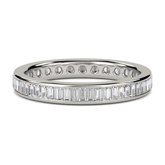 0.75ct VS/E-F 3mm Elegant Natural Baguette Diamond Full Eternity Ring in Platinum